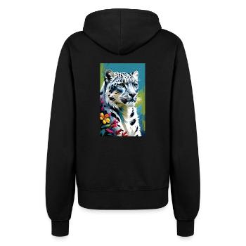 Schneeleopard | Leopard | Raubtier - Frauen Kapuzenjacke - Schwarz - Hinten - Maraike (178cm)