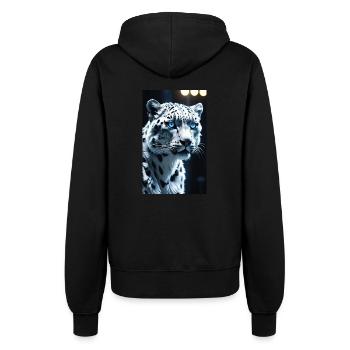Schneeleopard | Leopard | Raubtier - Frauen Kapuzenjacke - Schwarz - Hinten - Maraike (178cm)