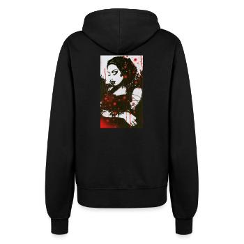 Mona Lisa omikly pop art graffiti stencil thought - Women’s Hooded Jacket - black - Back - Maraike (178cm)