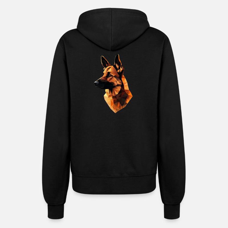 German Shepherd Low Poly Design - Women’s Hooded Jacket - black