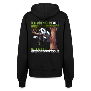 ICH BIN NICHT FAUL ICH BIN NUR IM ENERGIESPARMODUS - Frauen Kapuzenjacke - Schwarz - Hinten - Maraike (178cm)