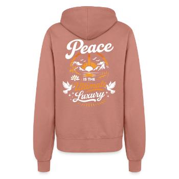 La paix est le luxe ultime – Déclaration forte - Veste à capuche Femme - rose poudré - Dos - Maraike (178cm)