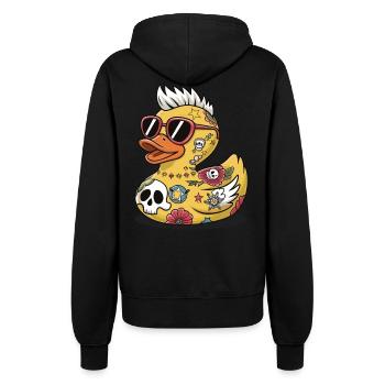 Ente Gummi Ente Punk Heavy Metal Tier Vogel - Frauen Kapuzenjacke - Schwarz - Hinten - Maraike (178cm)