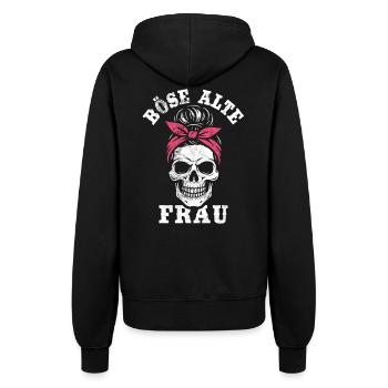 Böse alte Frau - Totenkopf - Ironie - Spruch - Frauen Kapuzenjacke - Schwarz - Hinten - Maraike (178cm)