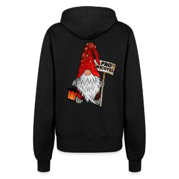 Pro Wichtel – Weihnachtsgnom - Frauen Kapuzenjacke - Schwarz - Hinten - Maraike (178cm)