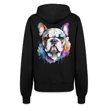Französische Bulldogge Cool Cool Bunt - Frauen Kapuzenjacke - Schwarz - Hinten - Maraike (178cm)