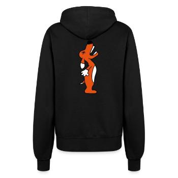 Dog angrily yelling upwards barking loudly yapping - Women’s Hooded Jacket - black - Back - Maraike (178cm)