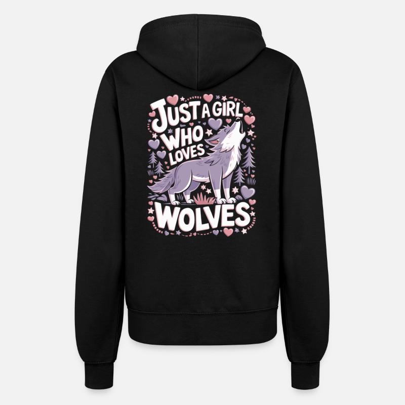 Wolf Mädchen Spruch - Frauen Kapuzenjacke - Schwarz