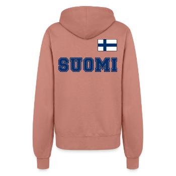 FINNLAND - SUOMI Trikot Look - Flagge auf Brust - Frauen Kapuzenjacke - Altrosa - Hinten - Maraike (178cm)