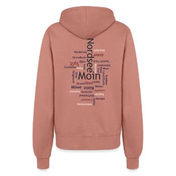 Nordsee Wortwolke – Maritimes Design - Frauen Kapuzenjacke - Altrosa - Hinten - Maraike (178cm)