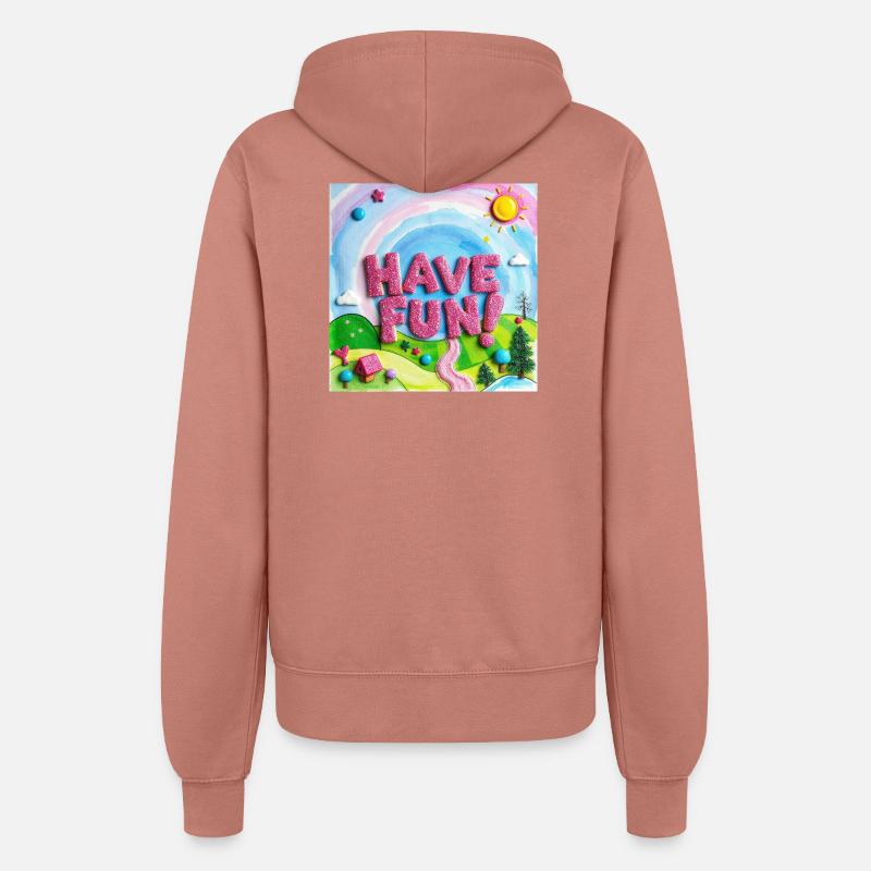 Cheerful Candy Forest Have fun! -Text - Women’s Hooded Jacket - dusky rose