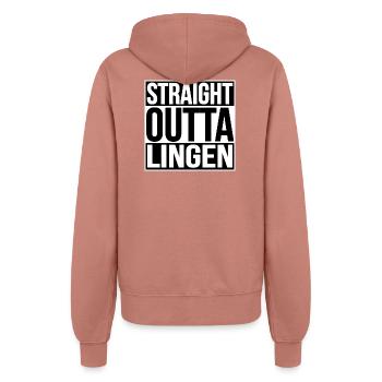 Straight Outta Lingen - Women’s Hooded Jacket - dusky rose - Back - Maraike (178cm)