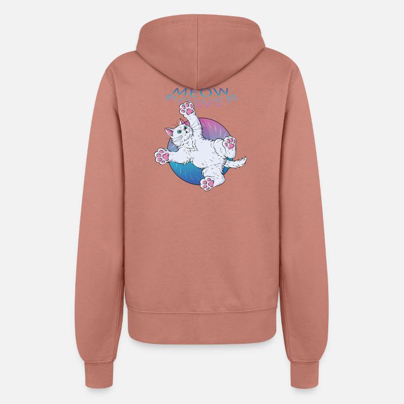 Meow Power Cat With Neon Text - Women’s Hooded Jacket - dusky rose