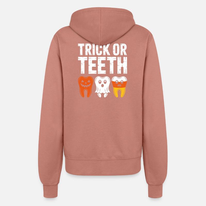 Trick oder Teeth Halloween-T-Shirt - Frauen Kapuzenjacke - Altrosa