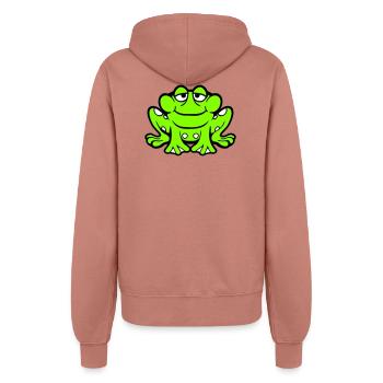 Frog toad smiles funny sitting comic happy - Women’s Hooded Jacket - dusky rose - Back - Maraike (178cm)