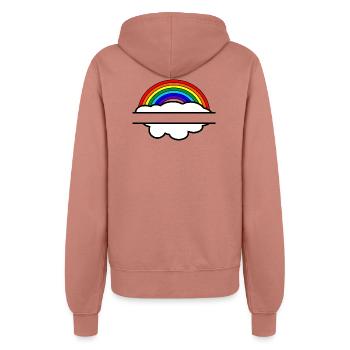Regenbogenwolken-Namensbanner - Frauen Kapuzenjacke - Altrosa - Hinten - Maraike (178cm)