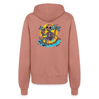 Skelett mit Schwimmreifen – Lustiges Sommerdesign - Frauen Kapuzenjacke - Altrosa - Hinten - Maraike (178cm)