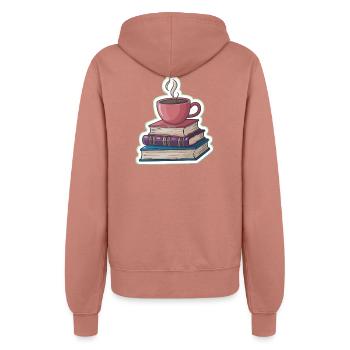 Kaffee und Bücherstapel - Frauen Kapuzenjacke - Altrosa - Hinten - Maraike (178cm)