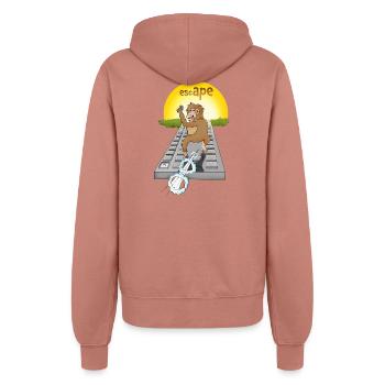 Humorvolles Affen-Design mit Tastatur - Frauen Kapuzenjacke - Altrosa - Hinten - Maraike (178cm)