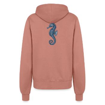Elegante Marine Seepferdchen Illustration - Frauen Kapuzenjacke - Altrosa - Hinten - Maraike (178cm)