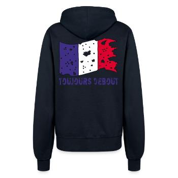 Drapeau français déchiré mais toujours debout ! - Veste à capuche Femme - marine - Dos - Maraike (178cm)