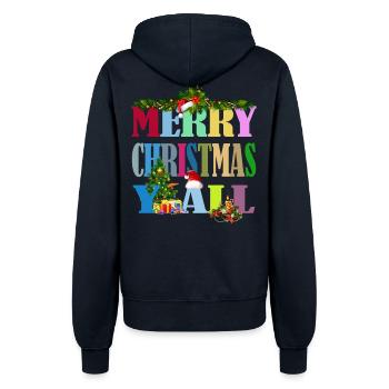 Schöner Fröhliche Weihnachten für alle Spruch - Frauen Kapuzenjacke - Navy - Hinten - Maraike (178cm)