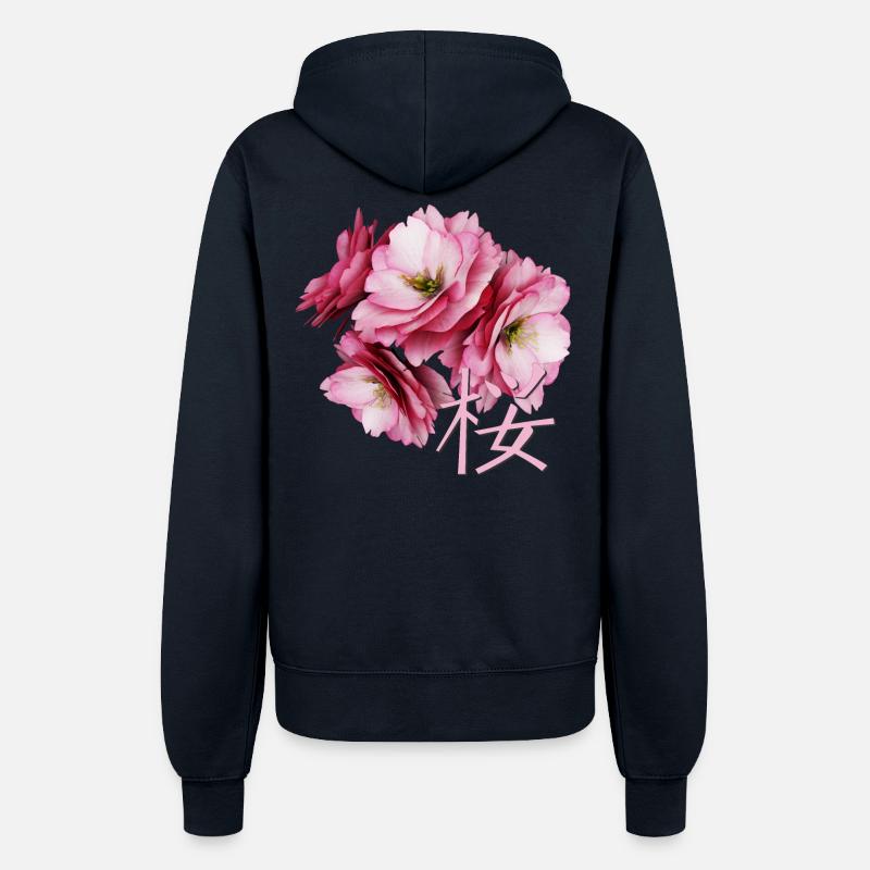 Cherry Blossom - Women’s Hooded Jacket - french navy