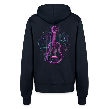 Ukulele Skizze Retro - Frauen Kapuzenjacke - Navy - Hinten - Maraike (178cm)