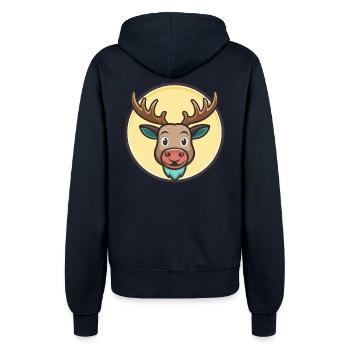 Elch Kawaii Cartoon Figur Tier Haustier Gesicht - Frauen Kapuzenjacke - Navy - Hinten - Maraike (178cm)