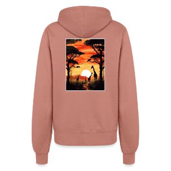 Africa Travel Poster Souvenir Postcard Painting - Women’s Hooded Jacket - dusky rose - Back - Maraike (178cm)