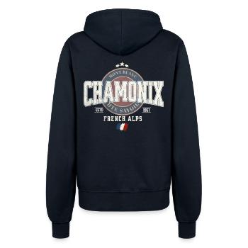 Design Mont Blanc Chamonix avec Drapeau Français - Veste à capuche Femme - marine - Dos - Maraike (178cm)