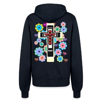 Kreuz Jesus Kreuze Kruzifix Messias Herz - Frauen Kapuzenjacke - Navy - Hinten - Maraike (178cm)