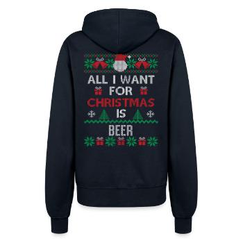 Alles, was ich zu Weihnachten will, ist Bier Humor Weihnachten Lustig - Frauen Kapuzenjacke - Navy - Hinten - Maraike (178cm)