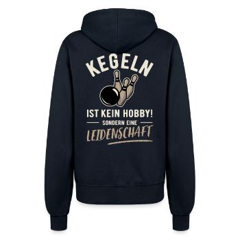 Kegeln ist kein Hobby sondern Leidenschaft - Frauen Kapuzenjacke - Navy - Hinten - Maraike (178cm)