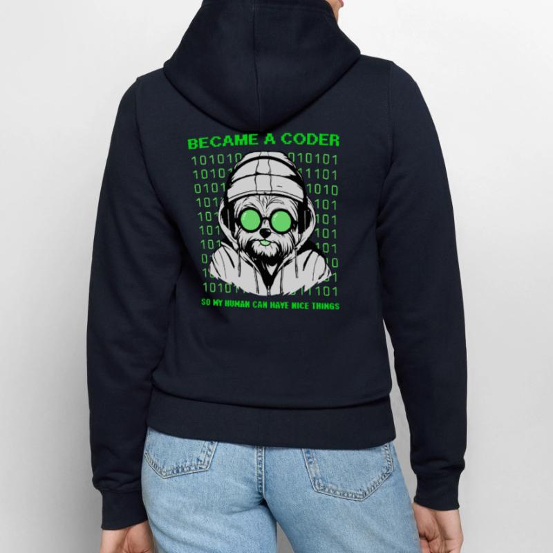 Became a Coder – Hacker Dog Binary Look Frauen Kapuzenjacke