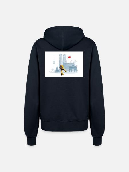 Münchner Kindl mit München Skyline - Frauen Kapuzenjacke - Navy