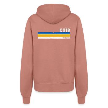 Proud to Love Kyiv - Celebrate Ukrainian Heritage - Women’s Hooded Jacket - dusky rose - Back - Maraike (178cm)