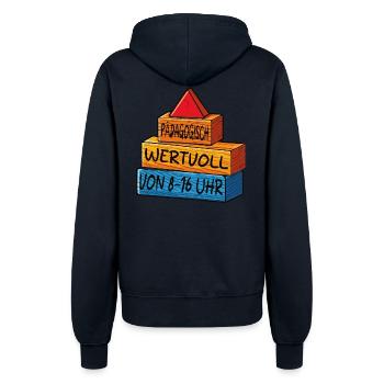 Pädagogisch wertvoll von 8 - 16uhr - Frauen Kapuzenjacke - Navy - Hinten - Maraike (178cm)
