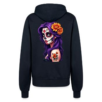Dia de los Muertos Kopf Frau Mexiko Zucker Schädel - Frauen Kapuzenjacke - Navy - Hinten - Maraike (178cm)