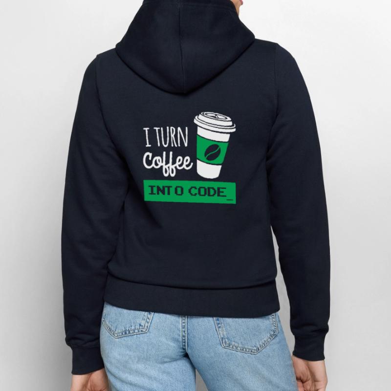 I turn coffee into developer code Women’s Hooded Jacket