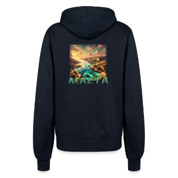 Malta Insel Mittelmeer Urlaub Grunge Stil - Frauen Kapuzenjacke - Navy - Hinten - Maraike (178cm)
