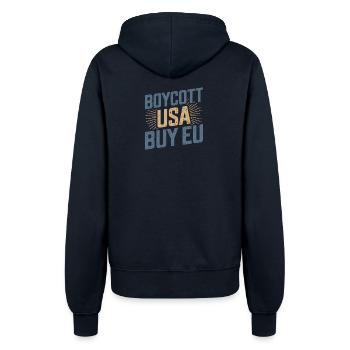 Pro-Europe Boycott USA Buy EU - Frauen Kapuzenjacke - Navy - Hinten - Maraike (178cm)