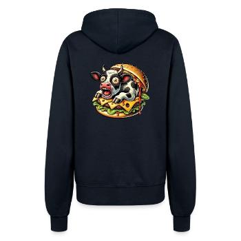 Whimsical Halloween Burger Horror Flesh Ironic - Women’s Hooded Jacket - french navy - Back - Maraike (178cm)