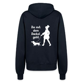 Dackel Hundebesitzerin Die mit dem Hund geht - Frauen Kapuzenjacke - Navy - Hinten - Maraike (178cm)