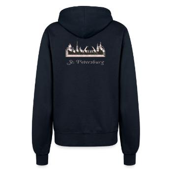 St. Petersburg - Women’s Hooded Jacket - french navy - Back - Maraike (178cm)