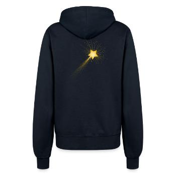 little golden falling star in the night sky - Women’s Hooded Jacket - french navy - Back - Maraike (178cm)