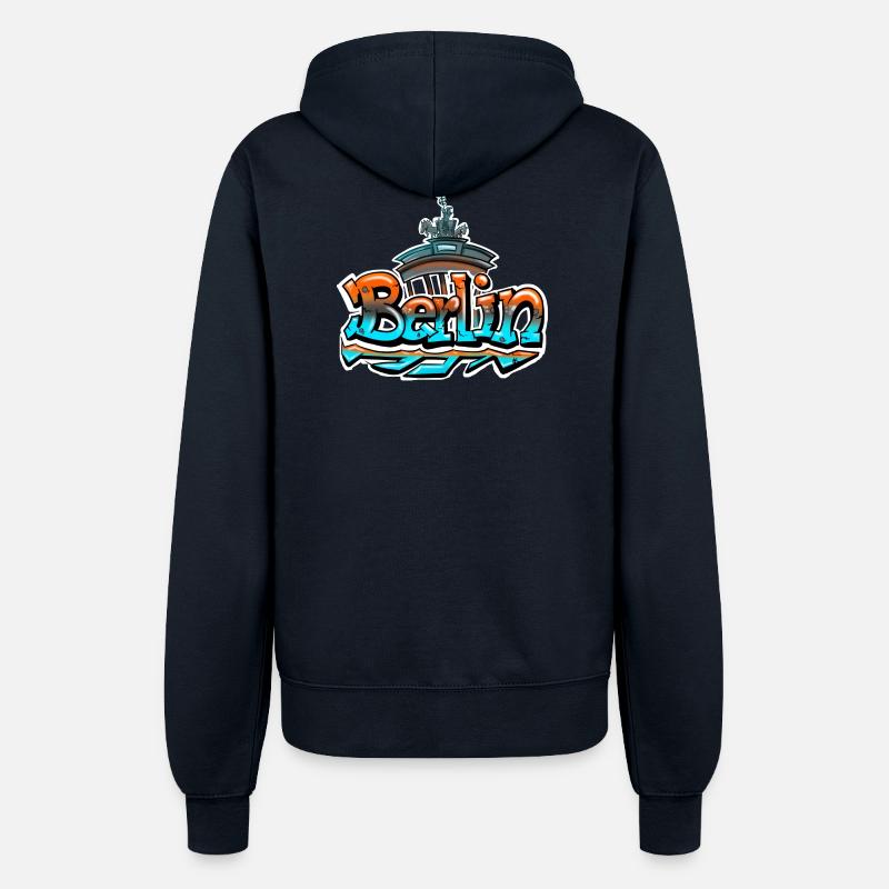 Berlin Graffiti Lettering - Women’s Hooded Jacket - french navy