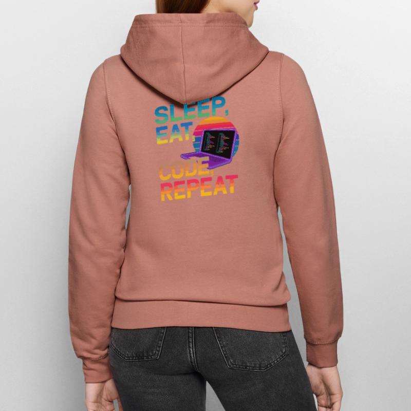 Sleep Eat Code Repeat Gift For Coder Women’s Hooded Jacket