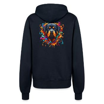 Rottweiler mignon avec des touches colorées de couleur - Veste à capuche Femme - marine - Dos - Maraike (178cm)