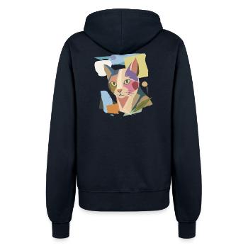 Abstrakte Katze im modernen Farbblock-Design - Frauen Kapuzenjacke - Navy - Hinten - Maraike (178cm)